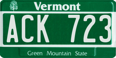 VT license plate ACK723