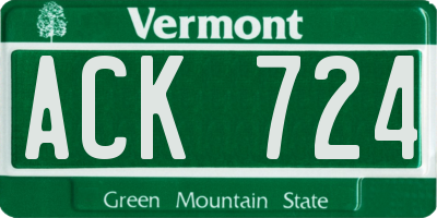 VT license plate ACK724