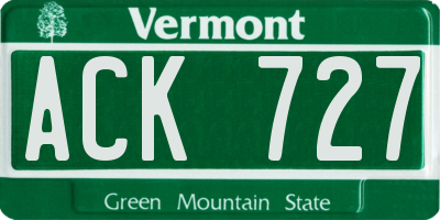 VT license plate ACK727