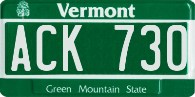 VT license plate ACK730