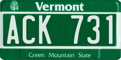 VT license plate ACK731