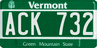 VT license plate ACK732