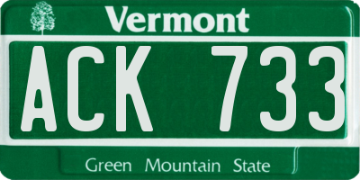 VT license plate ACK733