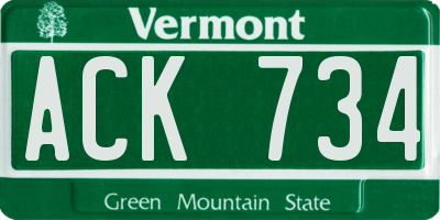 VT license plate ACK734