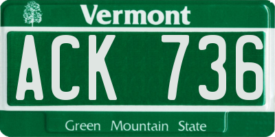 VT license plate ACK736