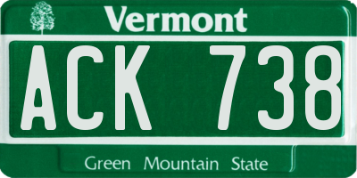 VT license plate ACK738