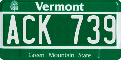 VT license plate ACK739