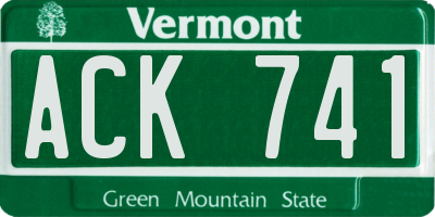 VT license plate ACK741
