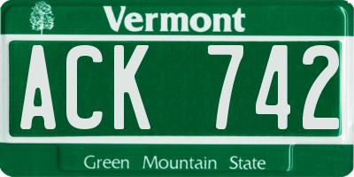 VT license plate ACK742