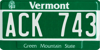 VT license plate ACK743