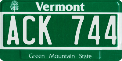 VT license plate ACK744
