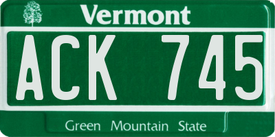 VT license plate ACK745