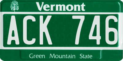 VT license plate ACK746