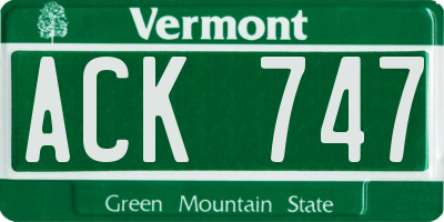 VT license plate ACK747