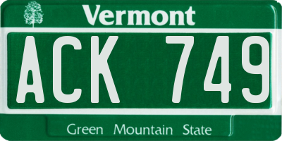 VT license plate ACK749