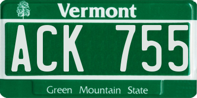 VT license plate ACK755
