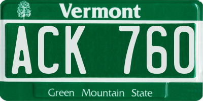 VT license plate ACK760