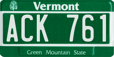 VT license plate ACK761