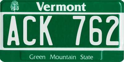 VT license plate ACK762