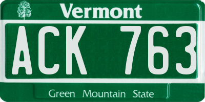 VT license plate ACK763