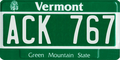 VT license plate ACK767
