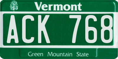 VT license plate ACK768