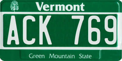 VT license plate ACK769