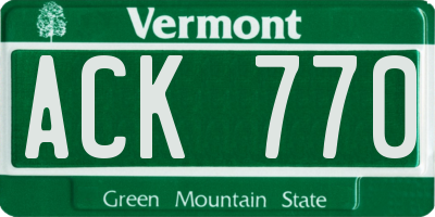 VT license plate ACK770