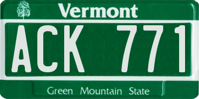 VT license plate ACK771