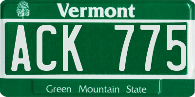 VT license plate ACK775