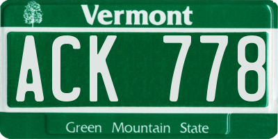 VT license plate ACK778