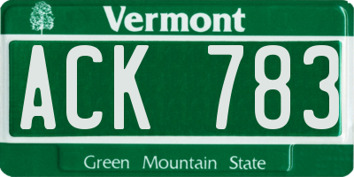 VT license plate ACK783