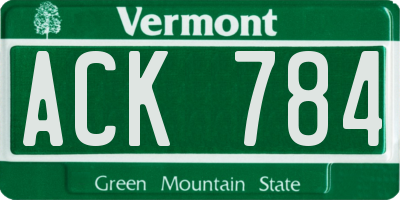 VT license plate ACK784