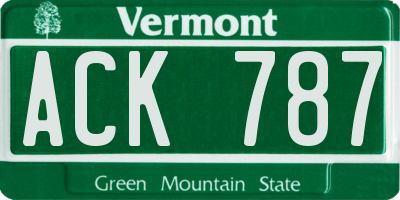 VT license plate ACK787