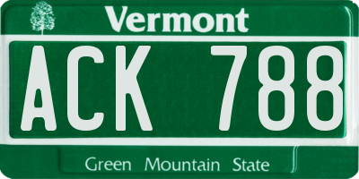 VT license plate ACK788