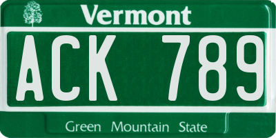 VT license plate ACK789