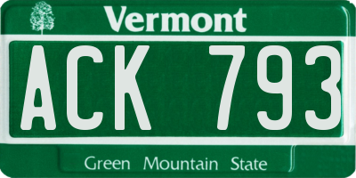 VT license plate ACK793