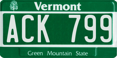 VT license plate ACK799