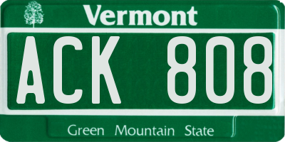 VT license plate ACK808