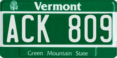 VT license plate ACK809