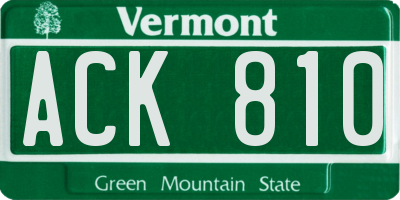 VT license plate ACK810