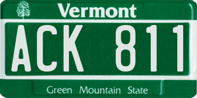 VT license plate ACK811
