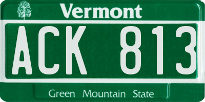 VT license plate ACK813