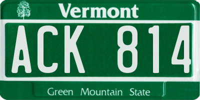 VT license plate ACK814