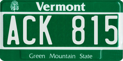 VT license plate ACK815