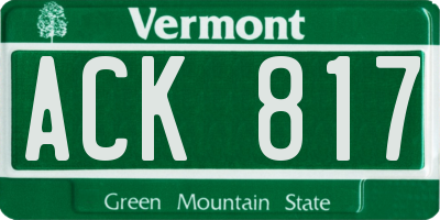 VT license plate ACK817