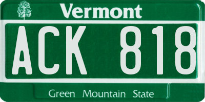 VT license plate ACK818