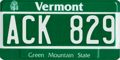 VT license plate ACK829