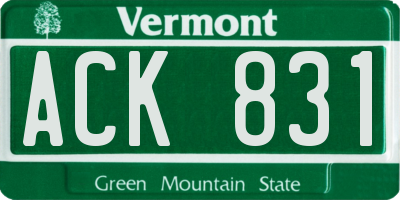VT license plate ACK831