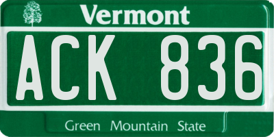 VT license plate ACK836